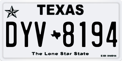 TX license plate DYV8194