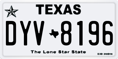 TX license plate DYV8196