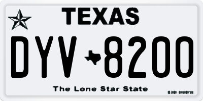 TX license plate DYV8200