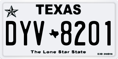 TX license plate DYV8201