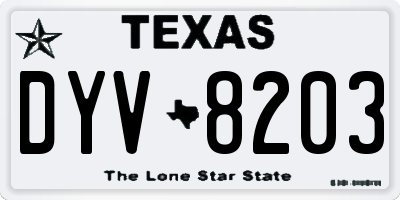 TX license plate DYV8203