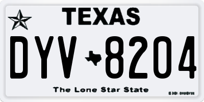 TX license plate DYV8204