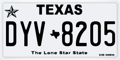 TX license plate DYV8205