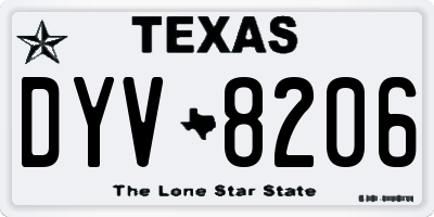 TX license plate DYV8206