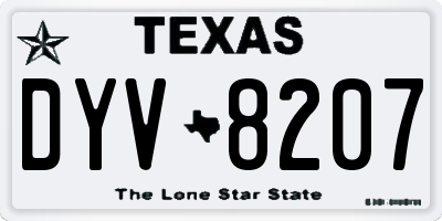 TX license plate DYV8207