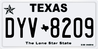 TX license plate DYV8209