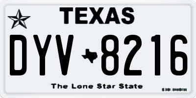 TX license plate DYV8216