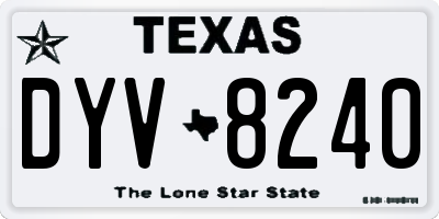 TX license plate DYV8240