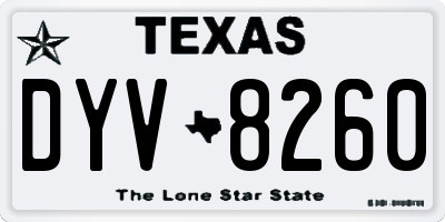 TX license plate DYV8260
