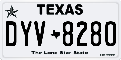 TX license plate DYV8280
