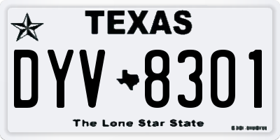 TX license plate DYV8301
