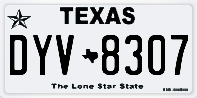 TX license plate DYV8307