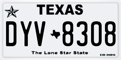 TX license plate DYV8308
