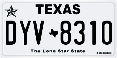 TX license plate DYV8310