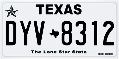 TX license plate DYV8312