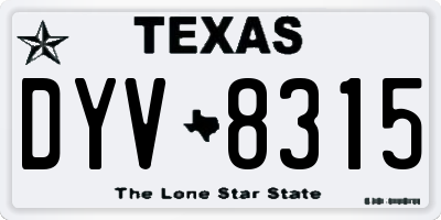TX license plate DYV8315