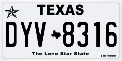 TX license plate DYV8316