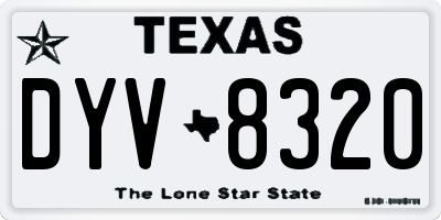 TX license plate DYV8320