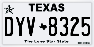 TX license plate DYV8325