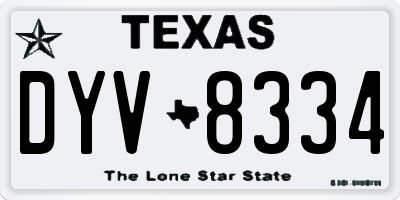 TX license plate DYV8334