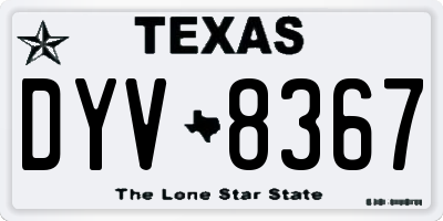 TX license plate DYV8367
