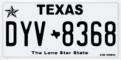 TX license plate DYV8368