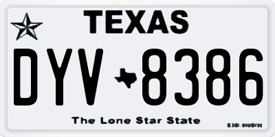 TX license plate DYV8386