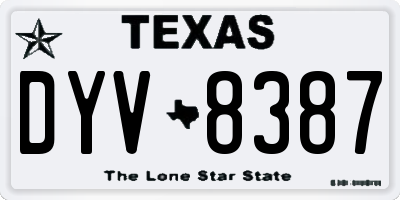 TX license plate DYV8387
