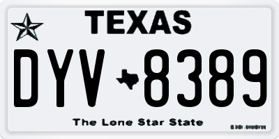 TX license plate DYV8389