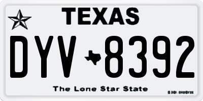TX license plate DYV8392