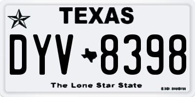 TX license plate DYV8398