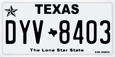 TX license plate DYV8403