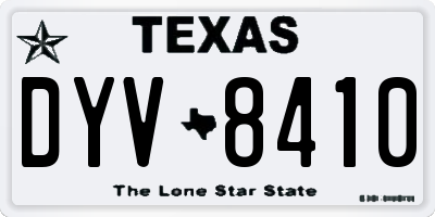 TX license plate DYV8410