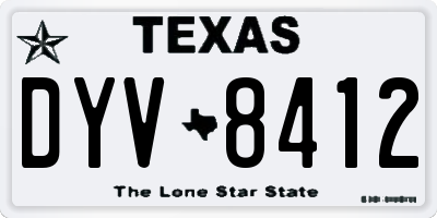 TX license plate DYV8412