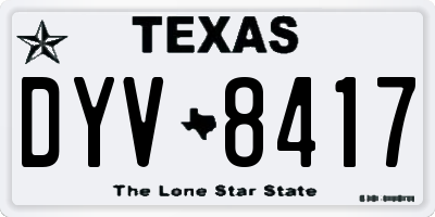 TX license plate DYV8417