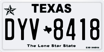 TX license plate DYV8418