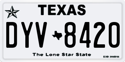 TX license plate DYV8420
