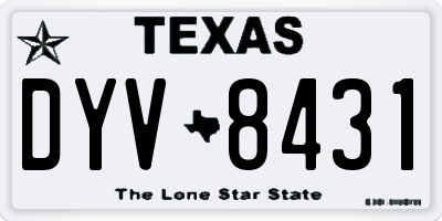 TX license plate DYV8431