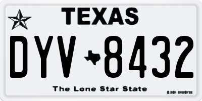 TX license plate DYV8432