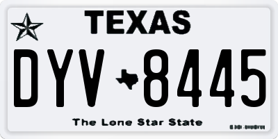 TX license plate DYV8445