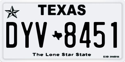 TX license plate DYV8451