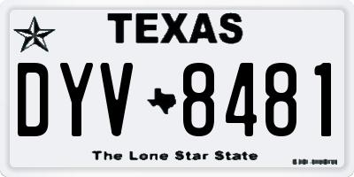 TX license plate DYV8481