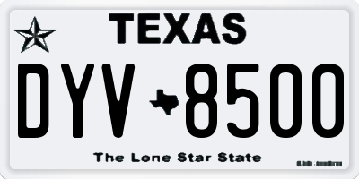TX license plate DYV8500