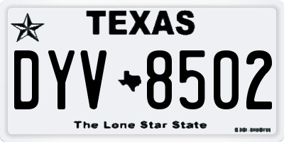 TX license plate DYV8502