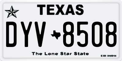 TX license plate DYV8508