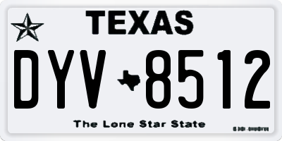 TX license plate DYV8512