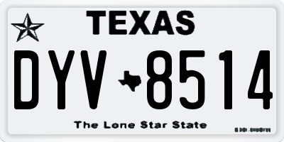 TX license plate DYV8514