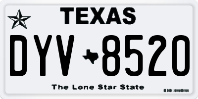 TX license plate DYV8520