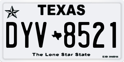 TX license plate DYV8521