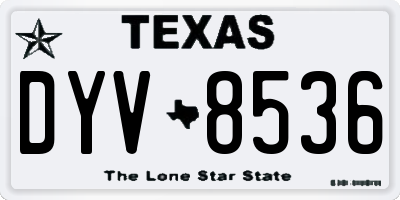 TX license plate DYV8536